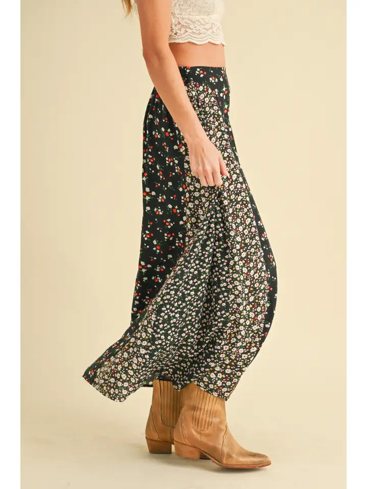 Black Floral Skirt