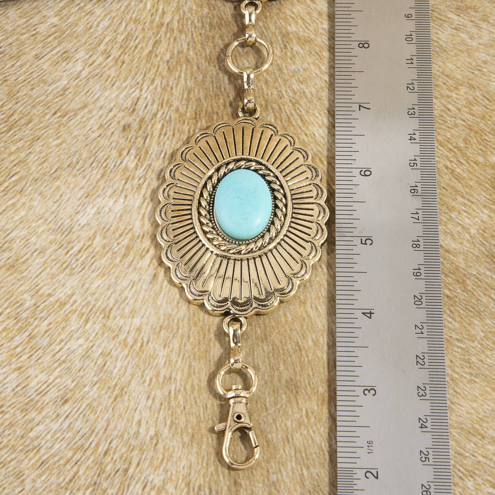 Sunburst Turquoise Concho Wide Chain Belt