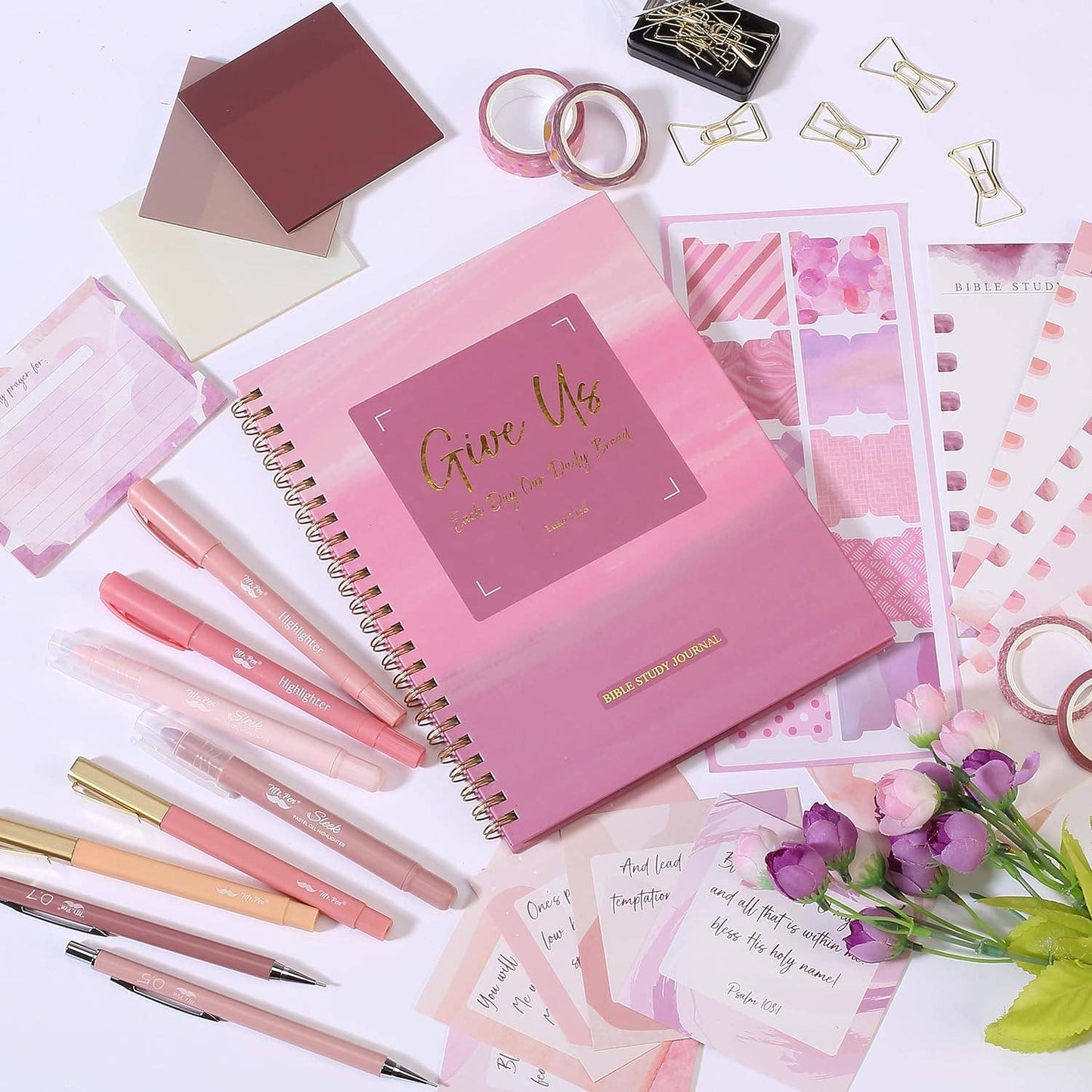 Pink Bible Journaling Kit, Bible Highlighters and Pens No