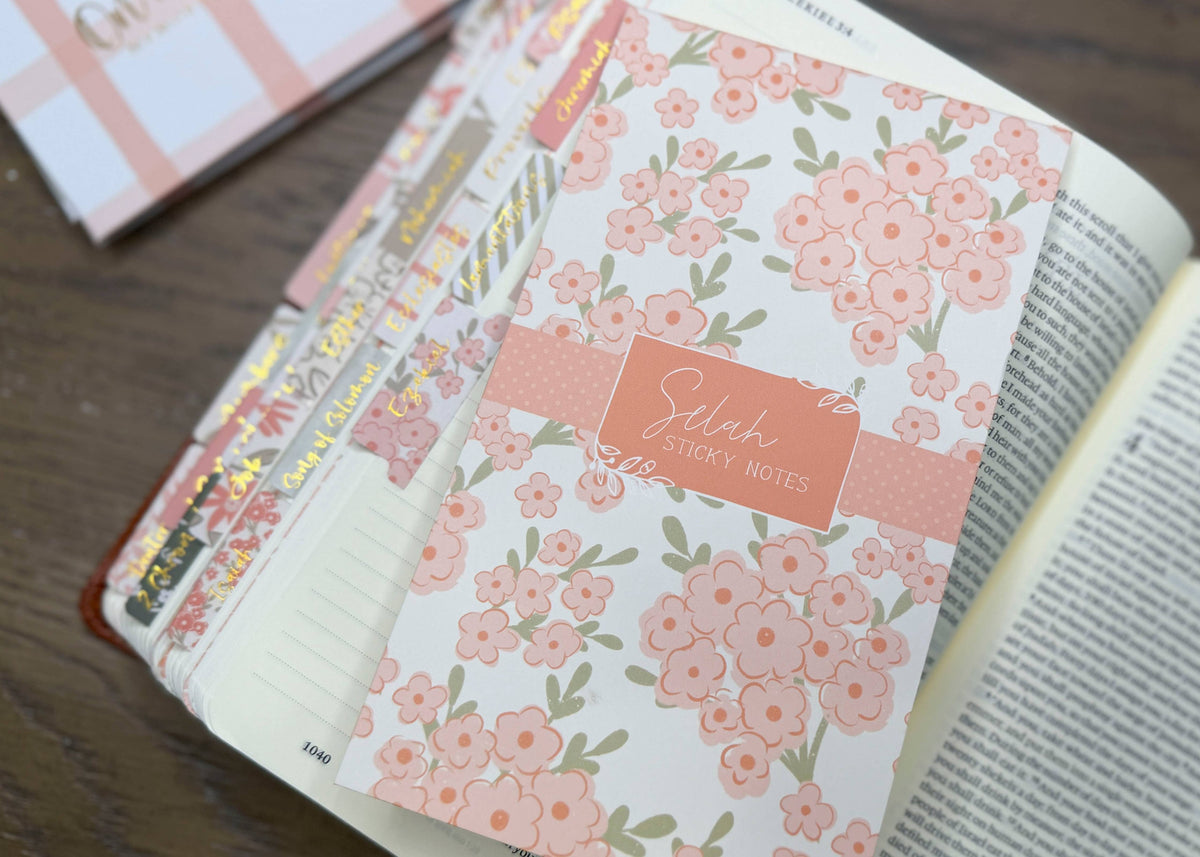 Selah Bible Study Sticky Notes | Peach Floral