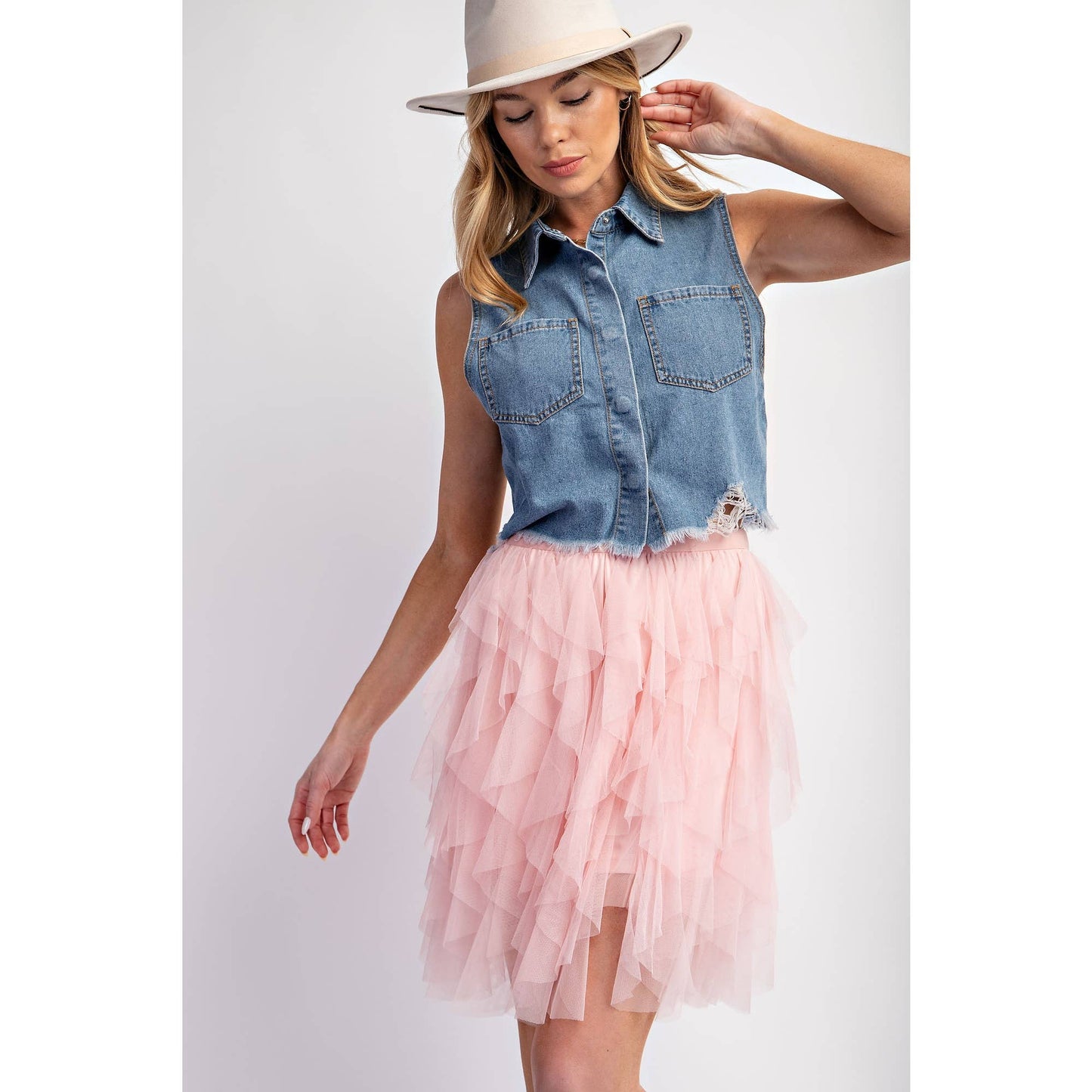 Tulle Mesh Layered Mini Skirt