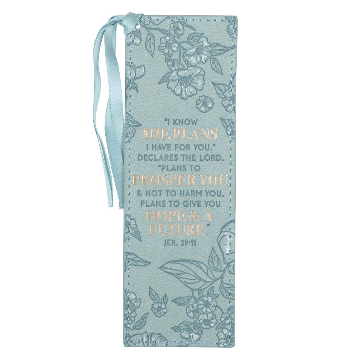 Bookmark Faux Leather Teal I Know the Plans Jer. 29:11