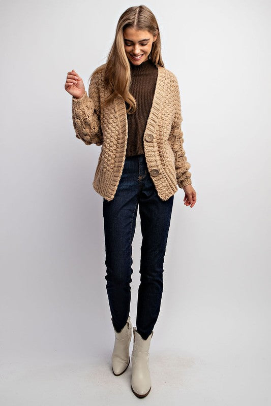 Brown 2 Button Cardigan