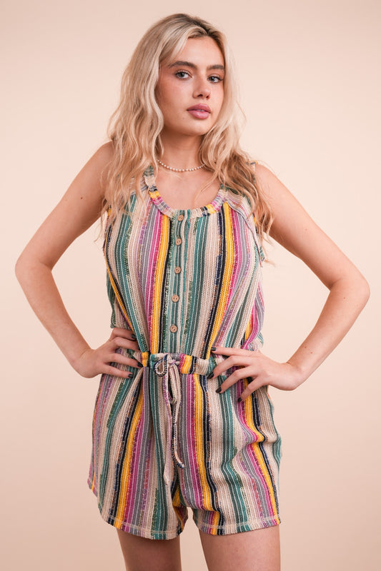 Crochet Multi Color Striped Romper