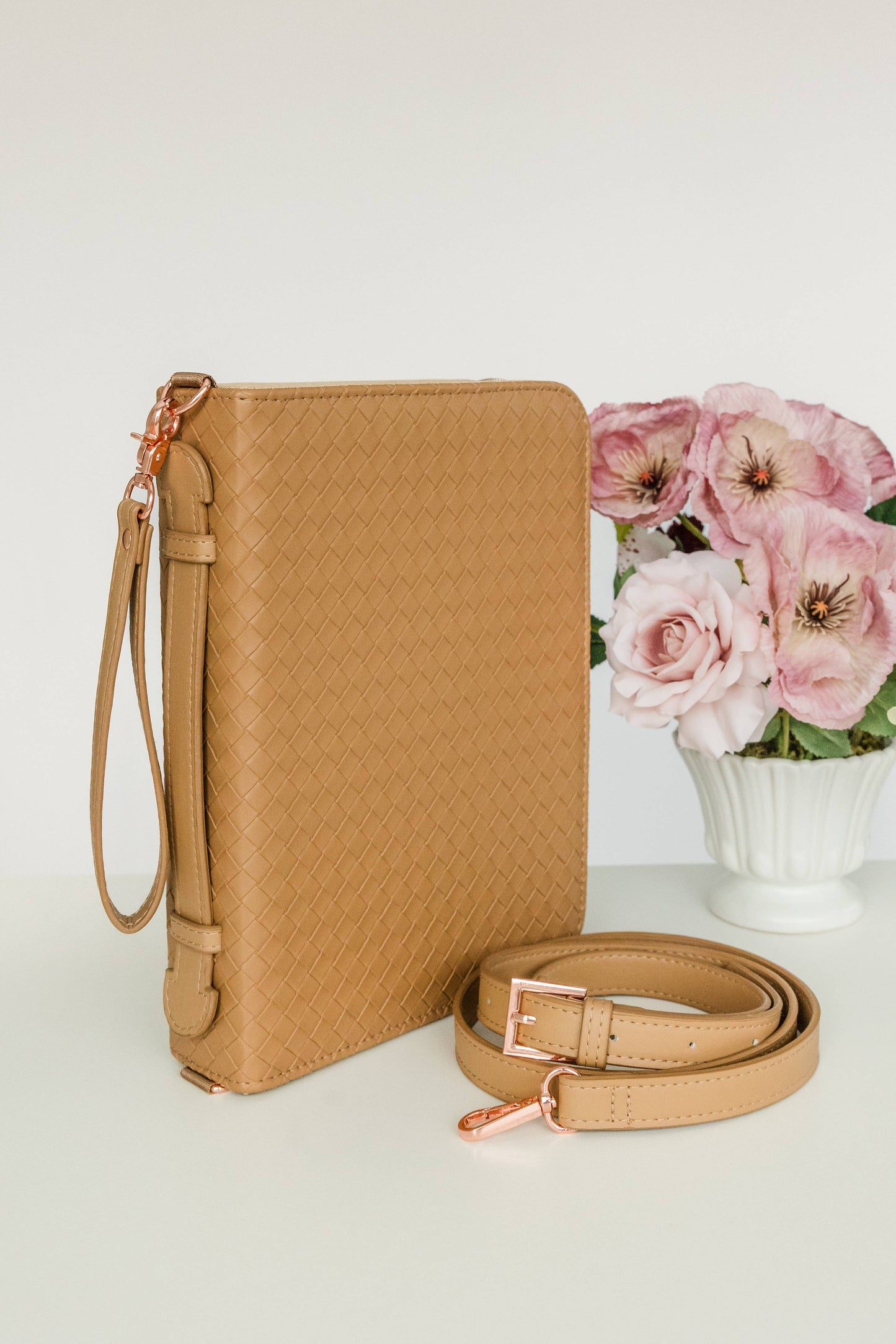 Crossbody  Weave Bible Case: CARAMEL