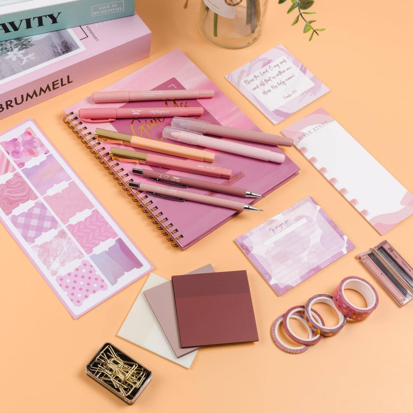 Pink Bible Journaling Kit, Bible Highlighters and Pens No
