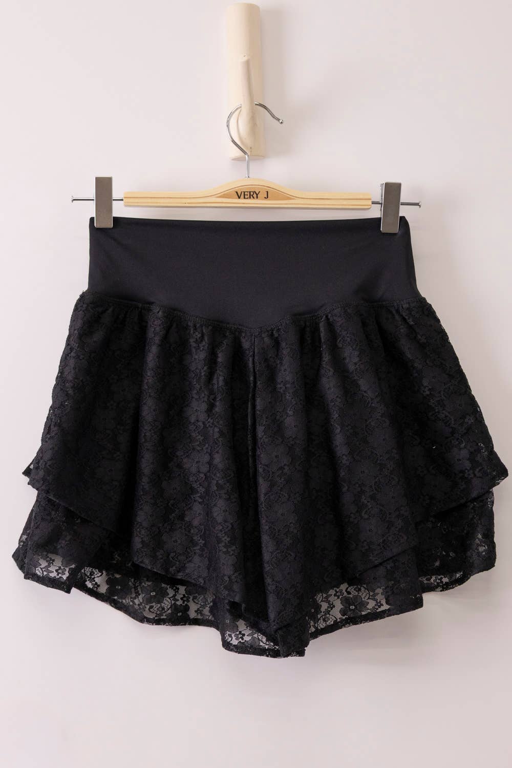 Black Double Layered Lace Skort