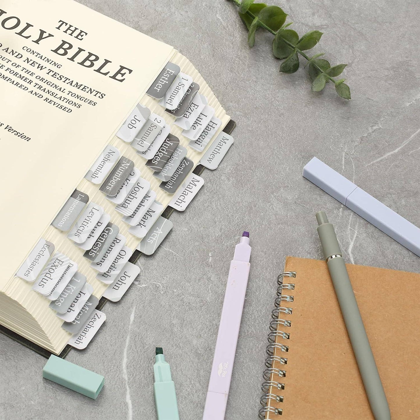 Mr. Pen Gray Bible Tabs - 75 Durable Labels