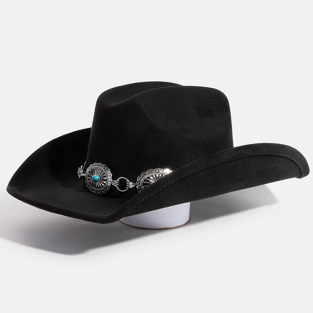 Turquoise Stud Concho Belt Western Cowboy Hat: SBK