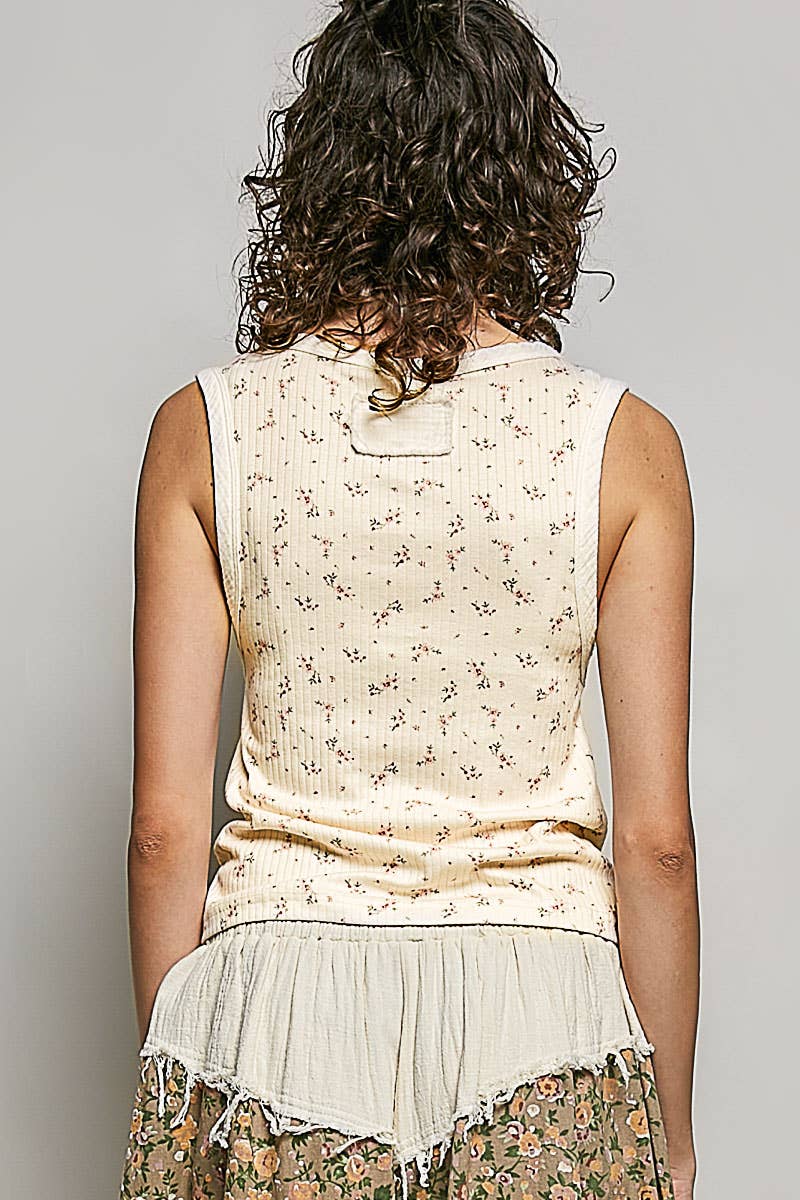 Ribbed Floral Knit Top