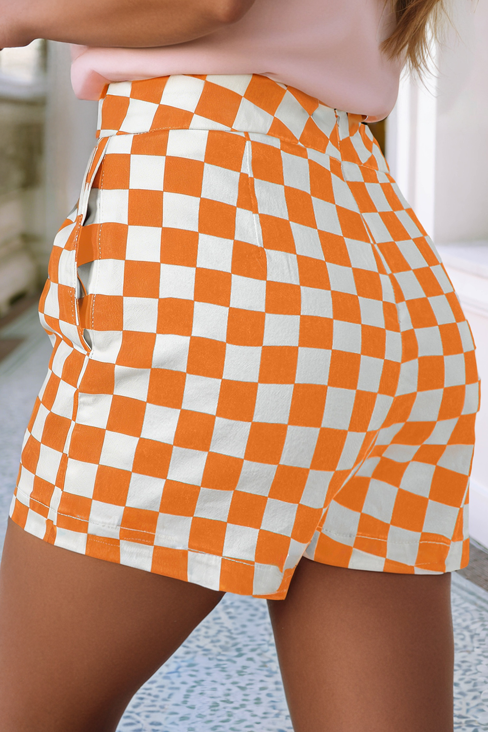 Checkered Print Overlap Mini Skort