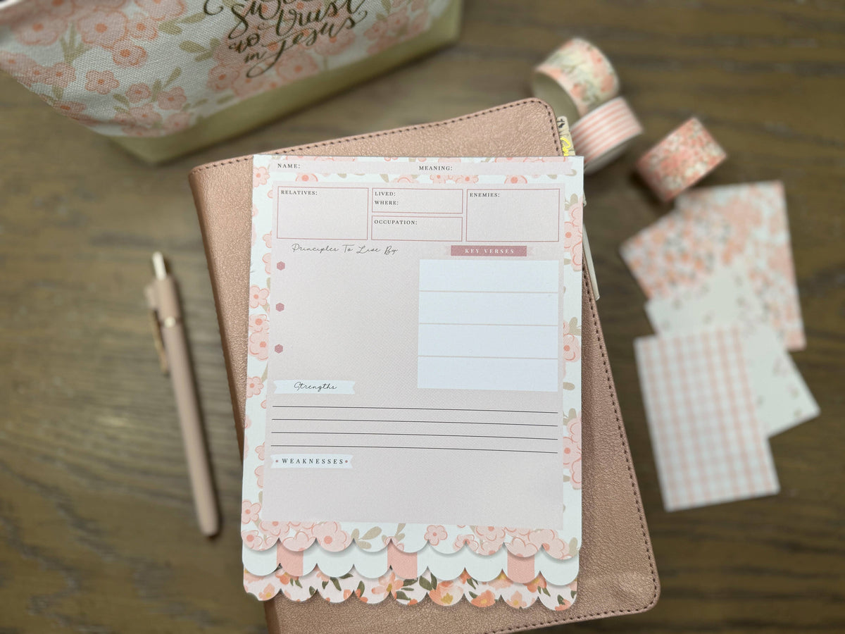 Peach Floral Bible Study Tip-In Notepad
