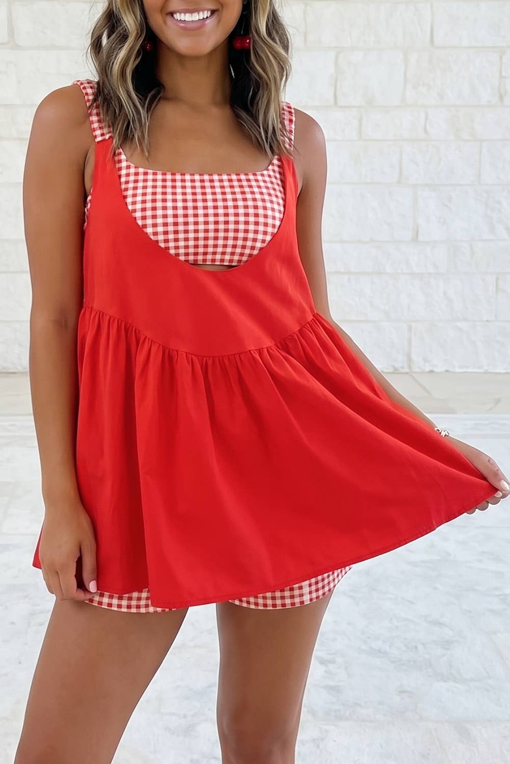 Gingham Contrast Patchwork Loose Mini Dress