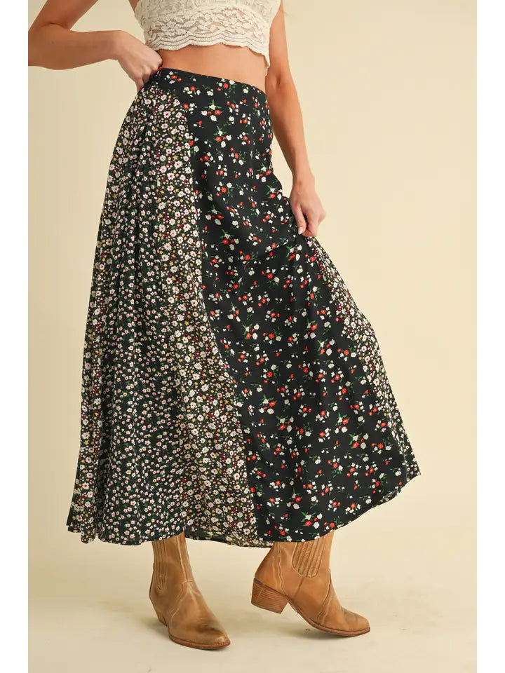 Black Floral Skirt