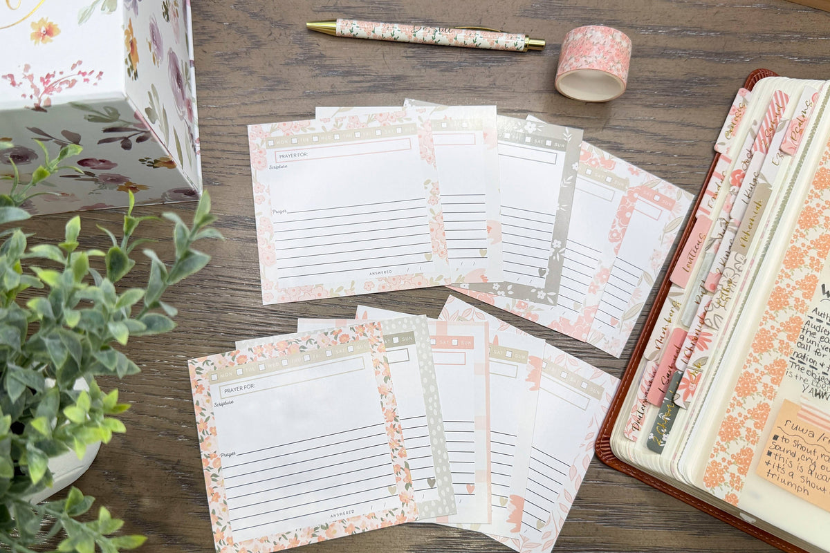 Blank Prayer Cards | Peach Floral