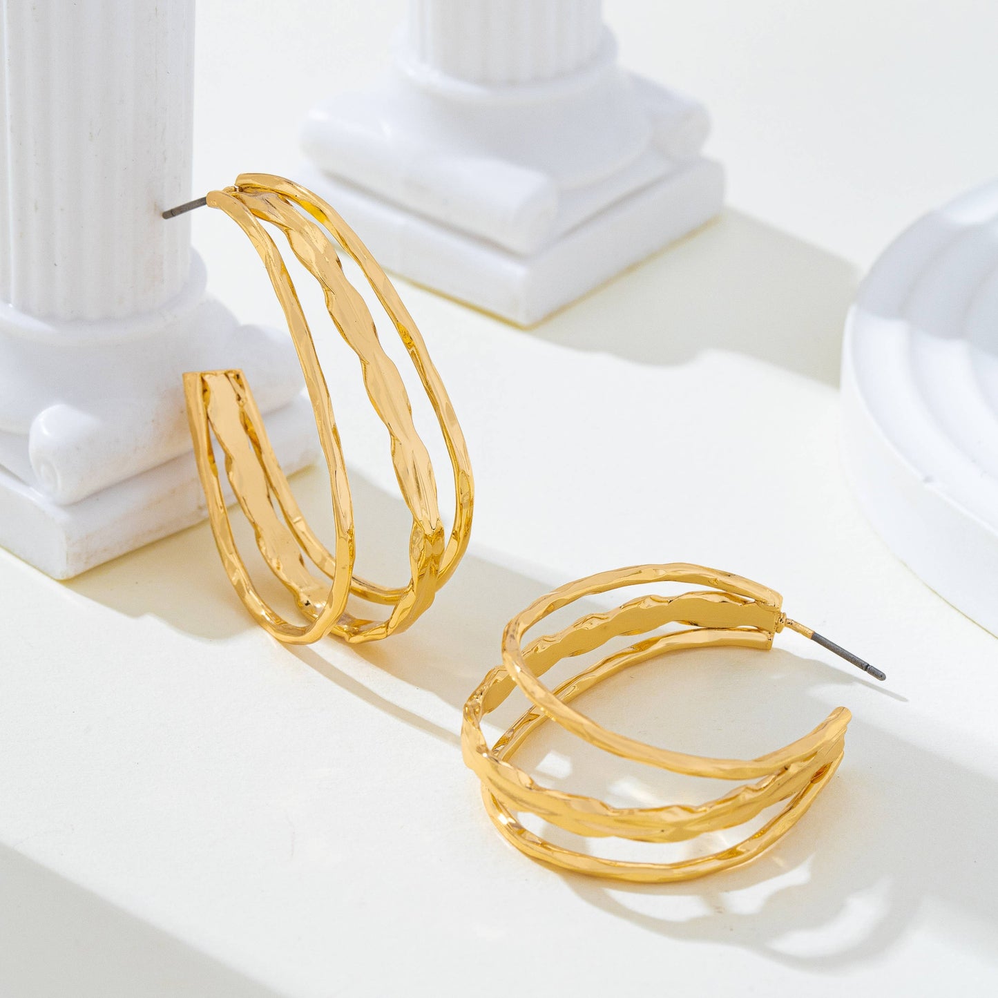 Gold-Tone Triple Layer Hoop Earrings