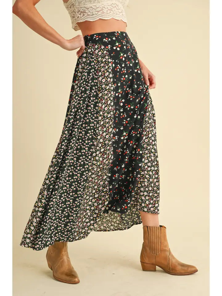 Black Floral Skirt