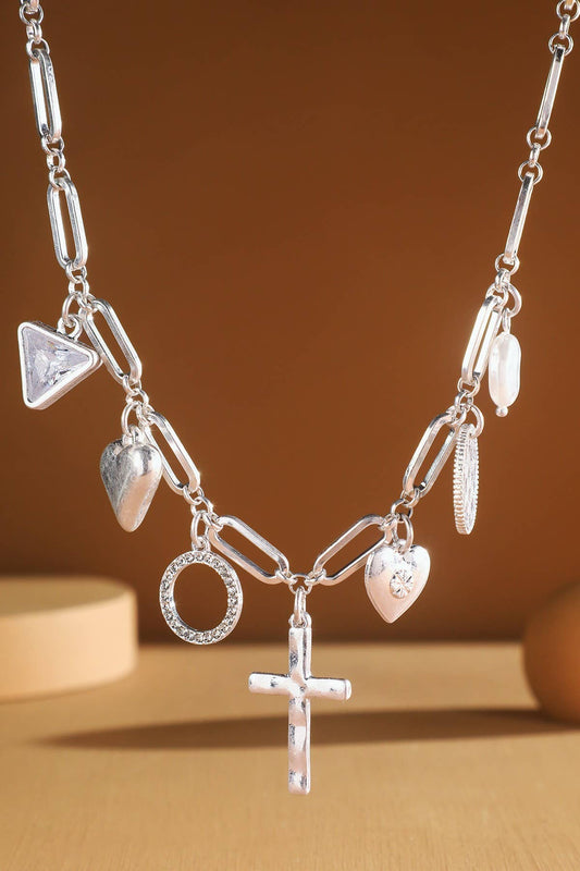 Silver Multi Charm Necklace