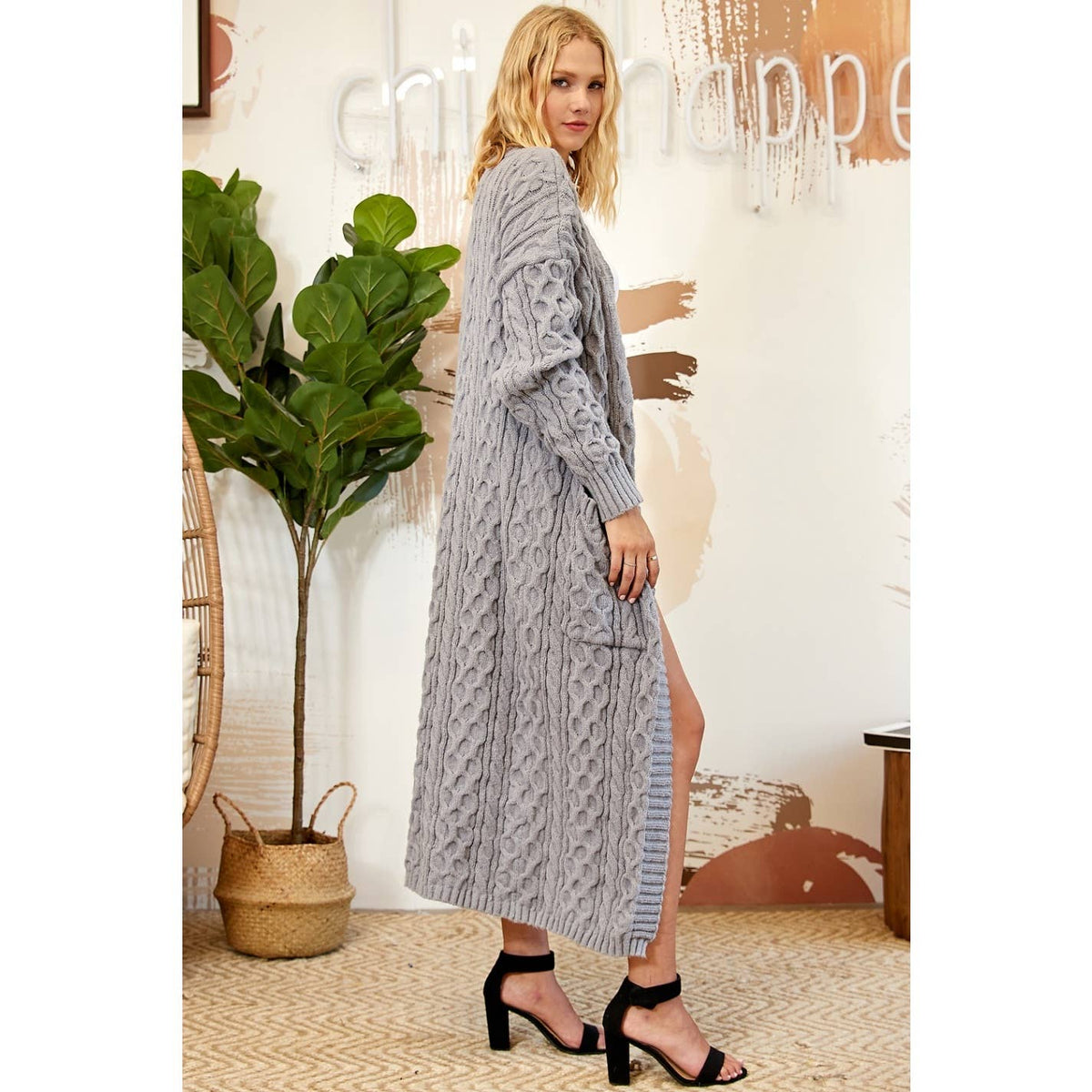 KNIT LONG OPEN CARDIGAN