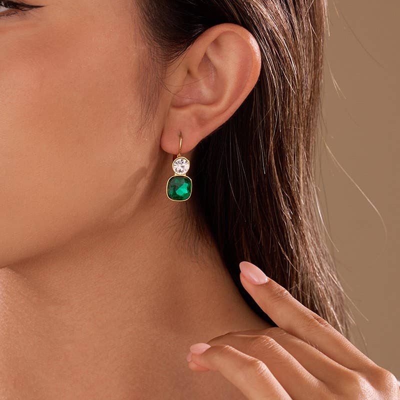 STAINLESS STEEL TARNISH FREE RHINESTONE EARRINGS