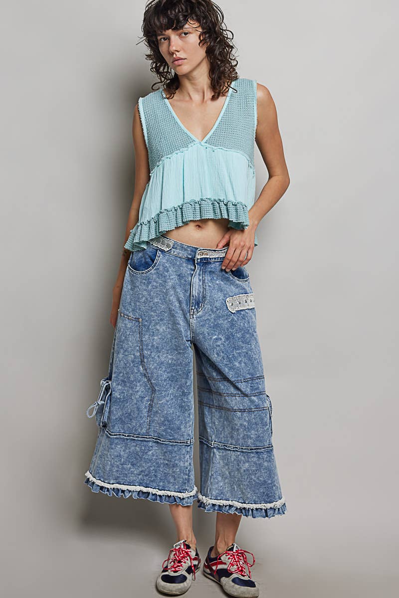 Sleeveless Cropped Babydoll Top