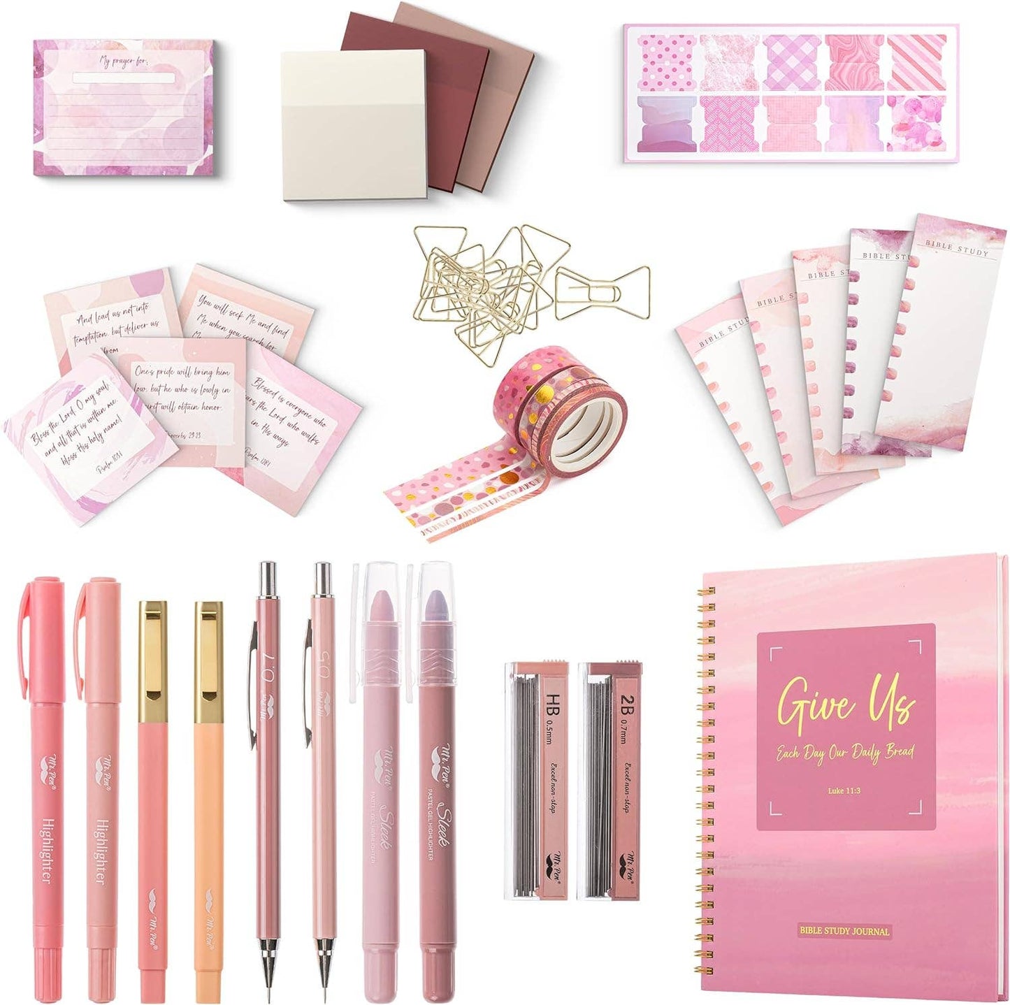 Pink Bible Journaling Kit, Bible Highlighters and Pens No