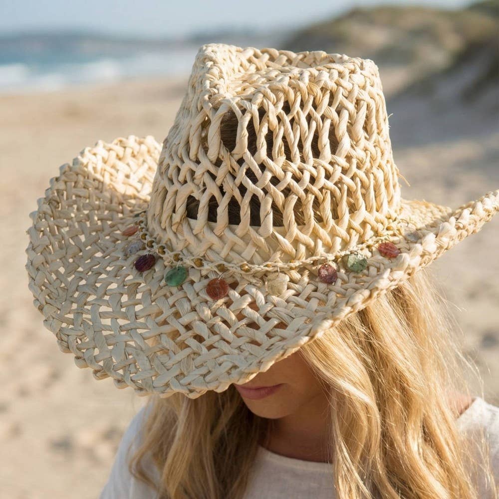 Basket Weave Western Assorted Discs Cowboy Hat