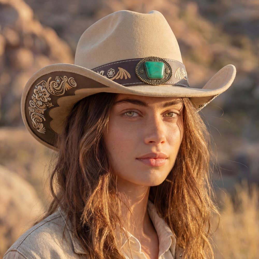 Embroidered Strap With Stone Western Cowboy Hat: KA