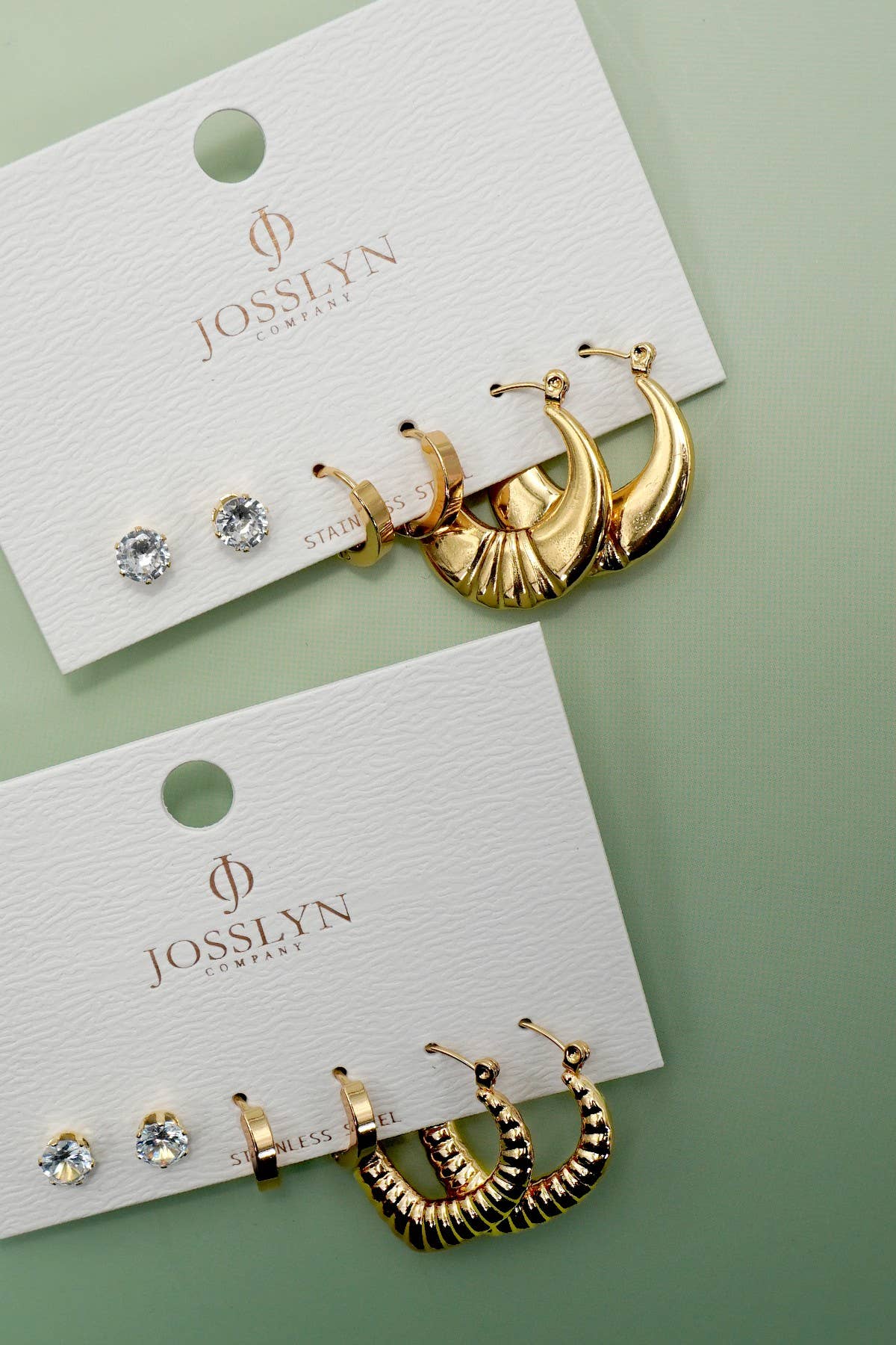 18K STAINLESS STEEL WATERPROOF TARNISH FREE HOOPS