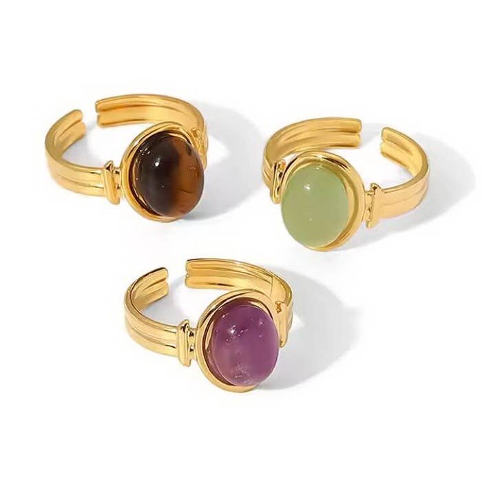 18K STAINLESS STEEL TARNISH FREE STONE RING
