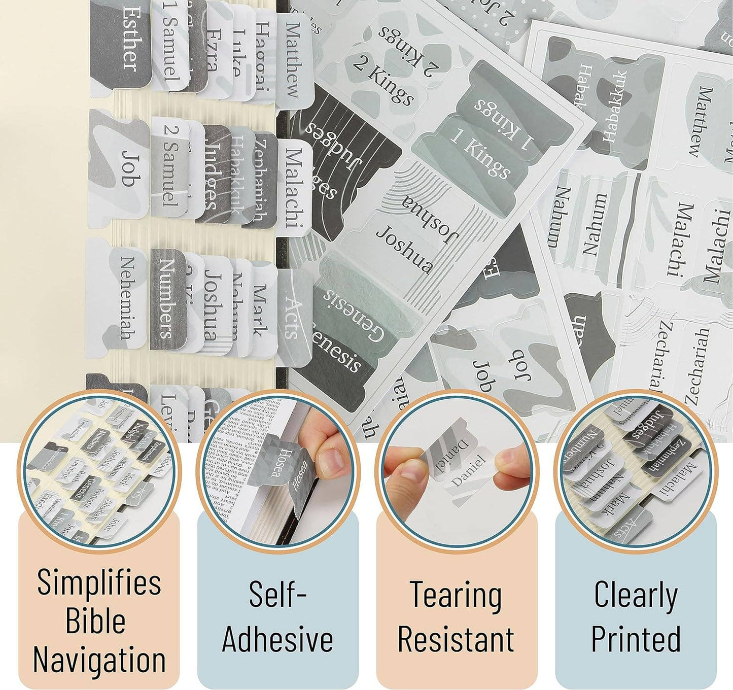 Mr. Pen Gray Bible Tabs - 75 Durable Labels