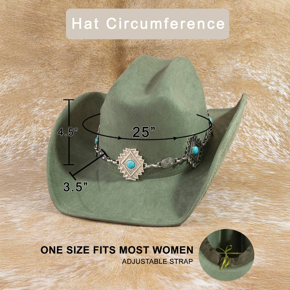 Western Cowboy Hat With Aztec Concho Chain Band