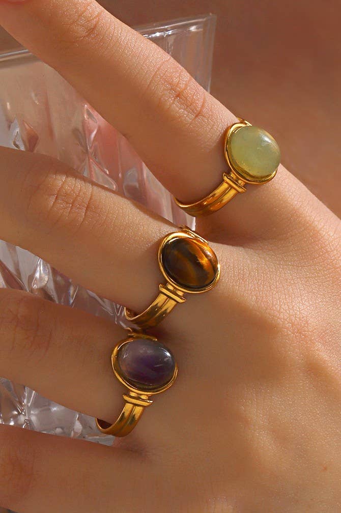18K STAINLESS STEEL TARNISH FREE STONE RING