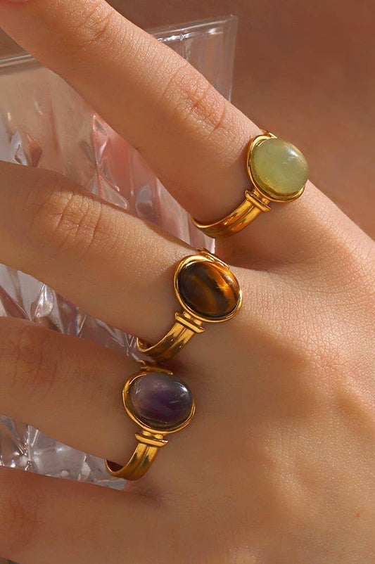 18K STAINLESS STEEL TARNISH FREE STONE RING