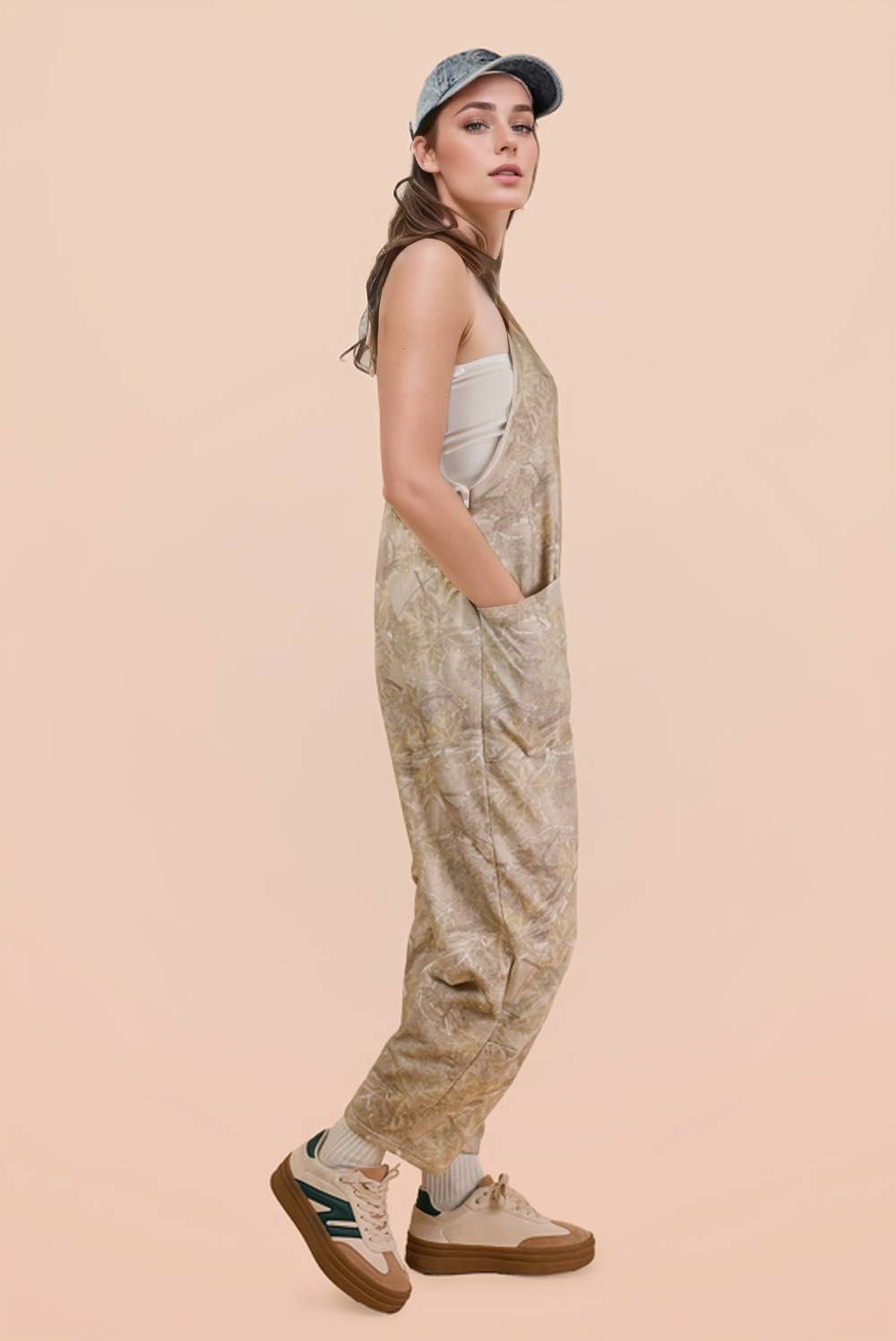 Casual Loose Fit Camo Knit Baggy Jumpsuit