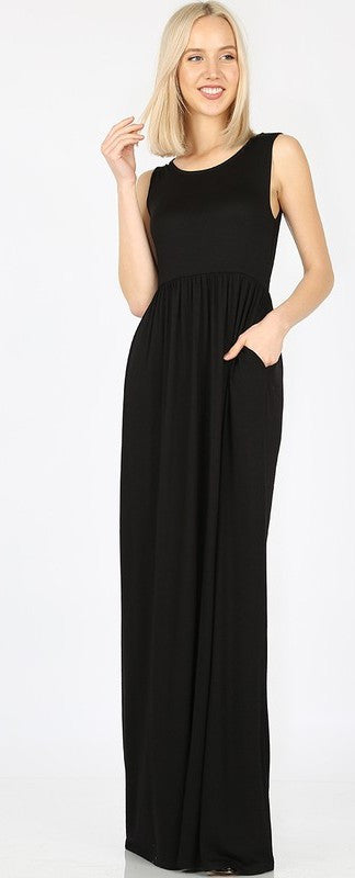 Black Sleeveless Maxi Dress w/ Pockets