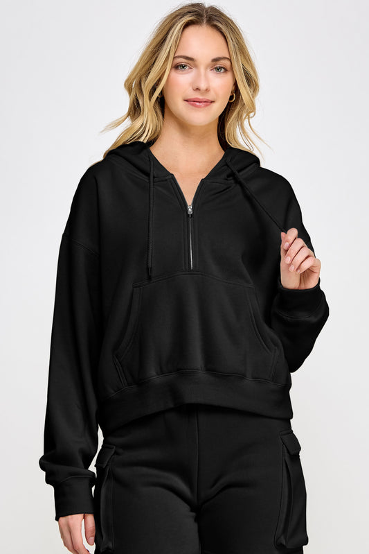 Black Half Zip Hoodie