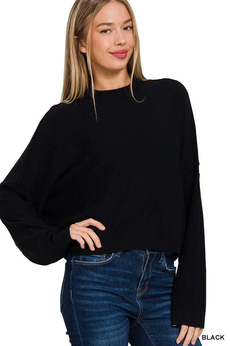 Black Drop Shoulder Top
