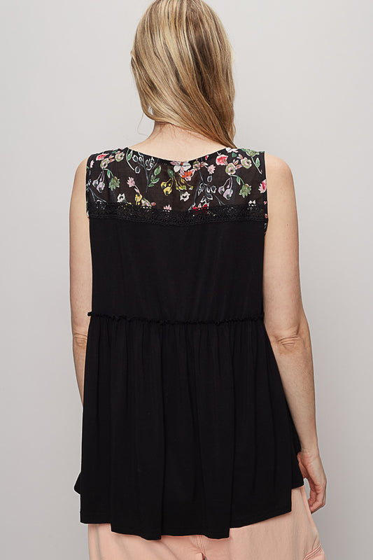 Black Floral Flowy Tank