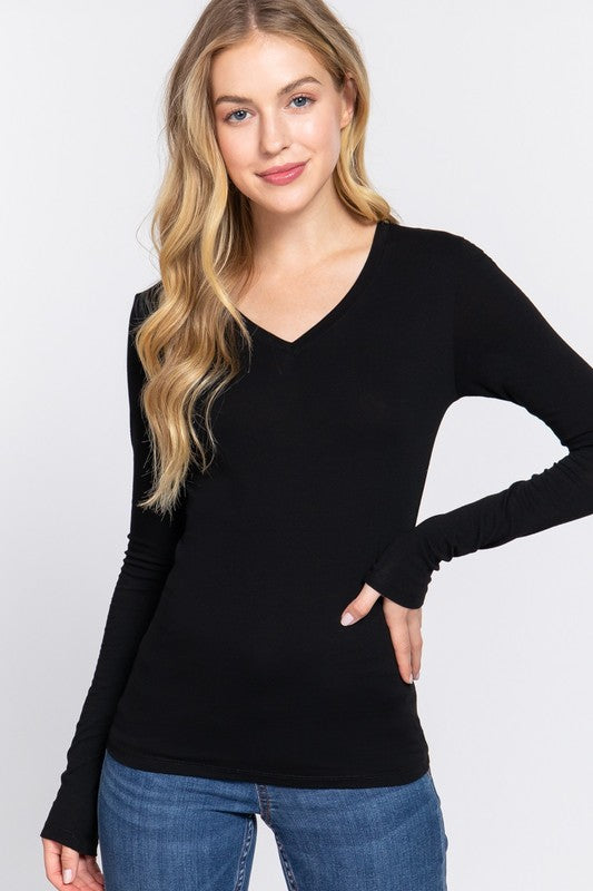 Black V Neck Basic