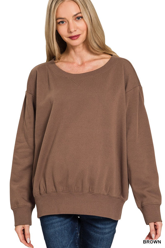 Brown Boatneck Sweatshirt