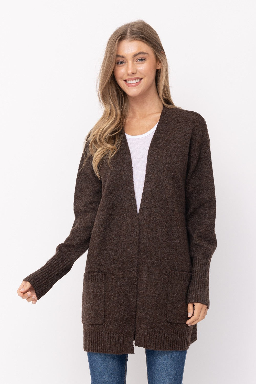 Open Front Mossy Cardigan