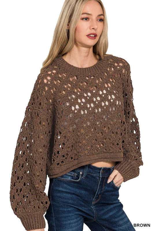 Brown Crochet Sweater