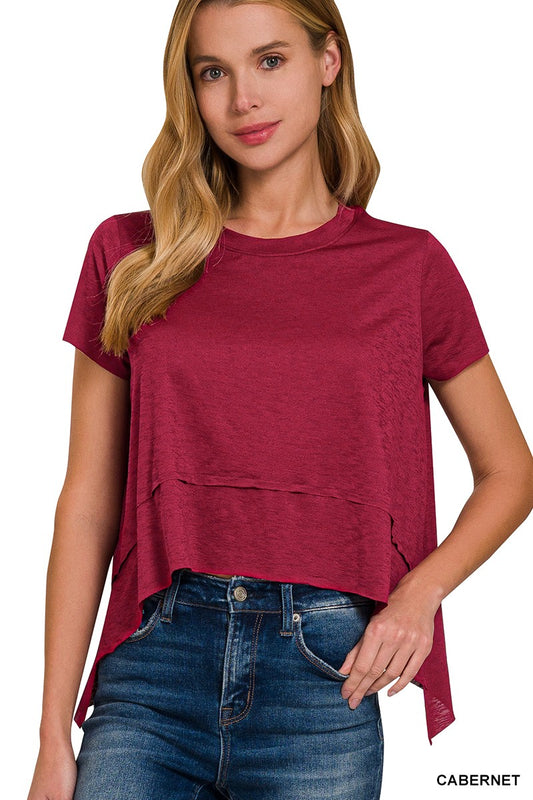 Burgundy Shark Bite Top