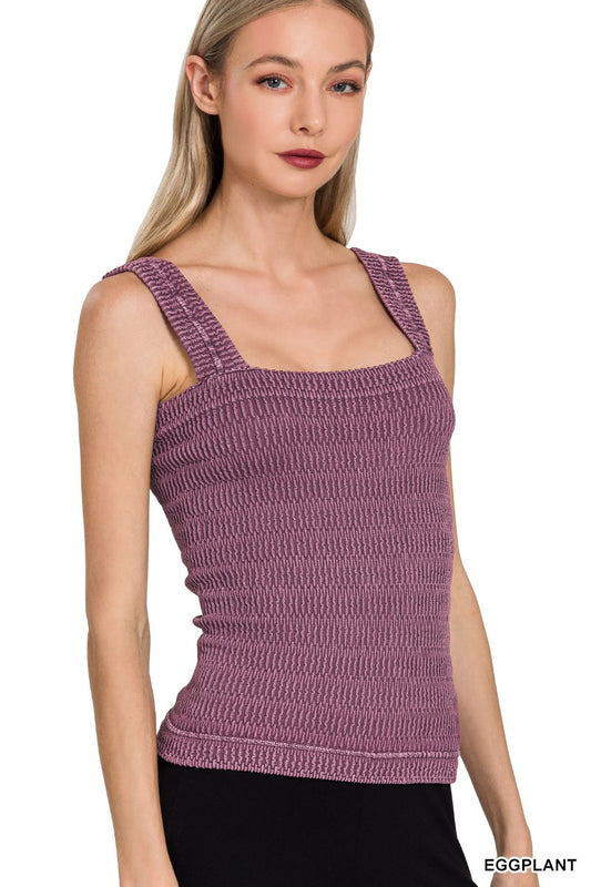 Eggplant Wrinkled Seamless Tank