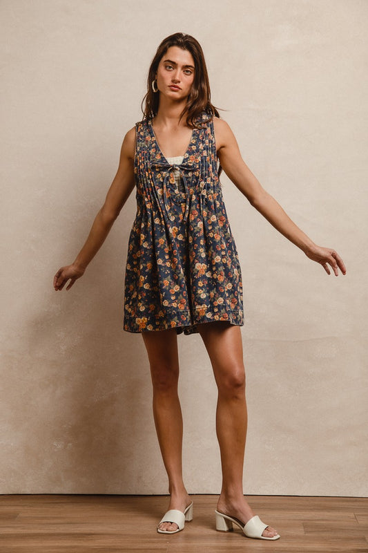 Floral Denim Romper