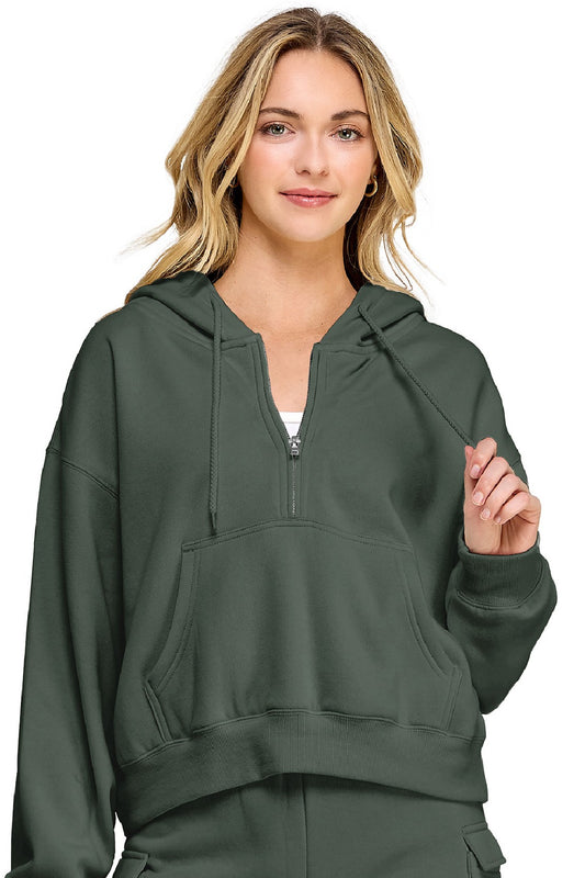 Green Half Zip Hoodie