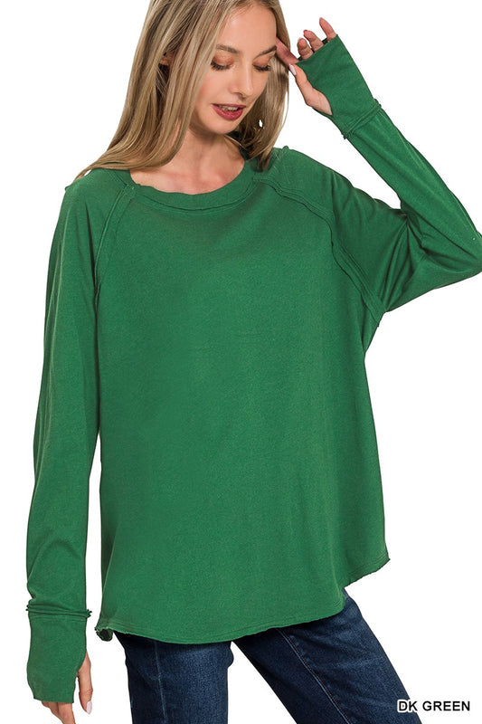 Green Raglan Sleeve Top