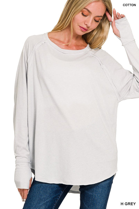Grey Raglan Sleeve Top