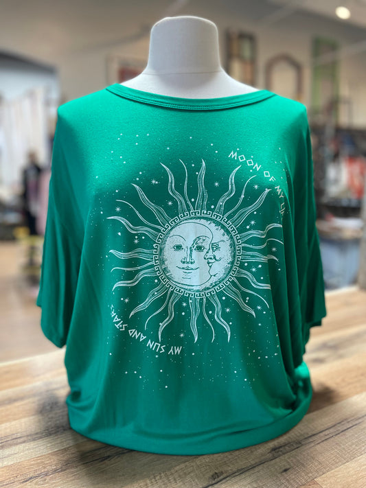 Green Sun & Moon Graphic Tee